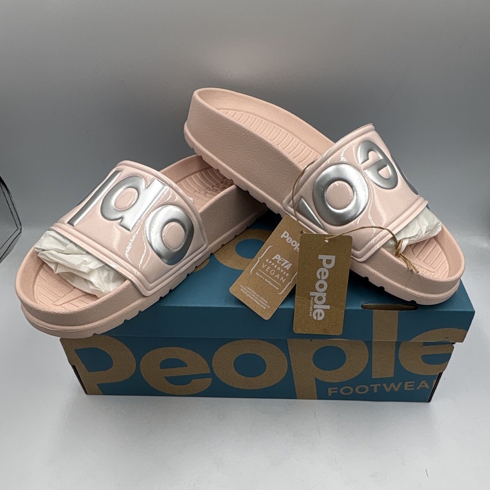 People Footwear The Lennon Slide Sandal Slip-On Metallic Silver/Pink Unisex